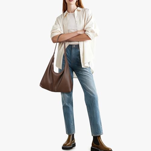 GSenhui Hobo Bag Weiches Leder Handtasche Vintage Tragetasche Uni Tasche Damen-Schultertasche Slouchy Tote Bag Shoulder Bag for Women