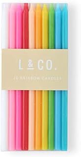 l&co 20 Count Tall Skinny Rainbow Birthday Cake Candles for Birthday Wedding Party