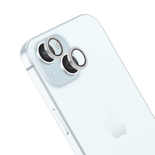Image of POPIO Concave AR AF Camera Lens Protector For iPhone 15 /15 Plus (Silver), 1 Set, with Easy Installation Kit