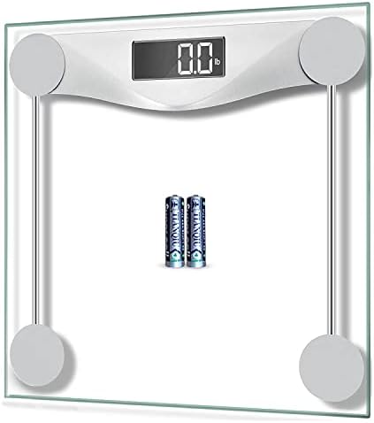 Digital Body Weight Bathroom Scale, Large White LCD Backlight Display, High Precision Measurements,6mm Tempered Glass, 400 Pounds.