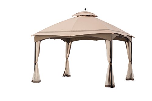 Sunjoy 12' x 10' Cabin-Style Soft Top Gazebo with Mosquito Netting