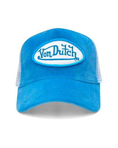 Image of Von Dutch Unisex Trucker Hat - Velvet Curved Bill Mesh Back Retro Classic Adjustable Snapback Baseball Cap for Men and Women