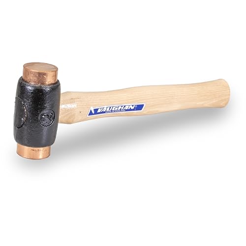 Image of VAUGHAN Copper Face Hammer, 1.25 kg, 38 mm Face, Non Marring Soft Mallet | Strikes Without Marring, Replaceable Copper Faces, 38 mm Face, Malleable Iron Head, Hardwood Handle, VN58012