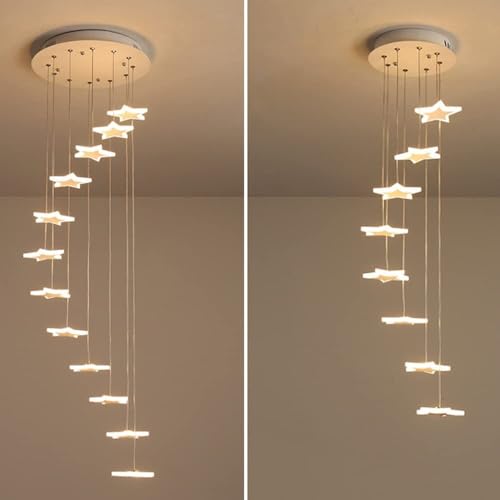 Lustre d'escalier LED moderne plafonnier tricolore variable acrylique