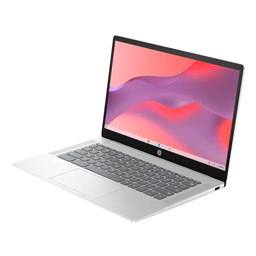 HP 14インチ Chromebook、Intel N200プロセッサー、4GB RAM、128GB SSD、Glacier Silver。