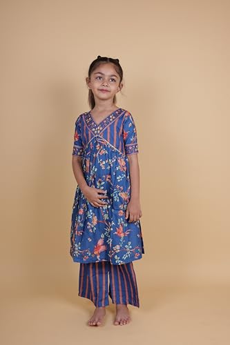 Image of TAGAS Girls Girls V Neck Kurti With Plazo Set | Traditional Girls Ethnic Wear|Ethnic Wear for girls|