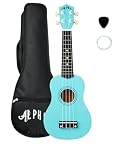 Ukulele Soprano Azul para Iniciantes com Bag Palheta e Corda Kit Completo