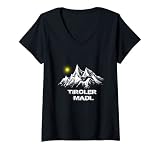 Damen Damen Tiroler Madl T-Shirt Dirndl Berge Adler Wappen Tirol T-Shirt mit V-Ausschnitt