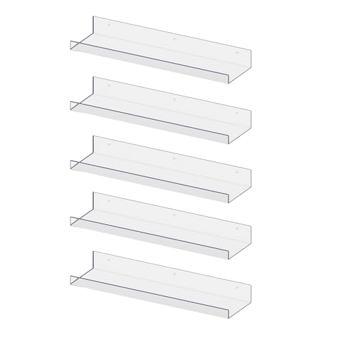 RLAVBL Estante de Pared Transparente, Pack de 5, Estantes de Pared en AS Alta Transparencia, Fáciles de Limpiar