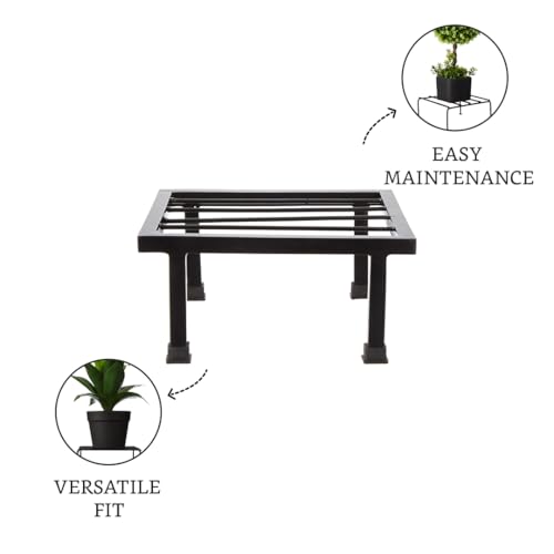 Image of Amazon Brand - Solimo Premium Metal Flower Pot Plant Stand (Black, Set of 8) |Heavy Gauge Iron Pot Stand | Gamla Stand for Home | Plant Stand for Balcony /Living Room