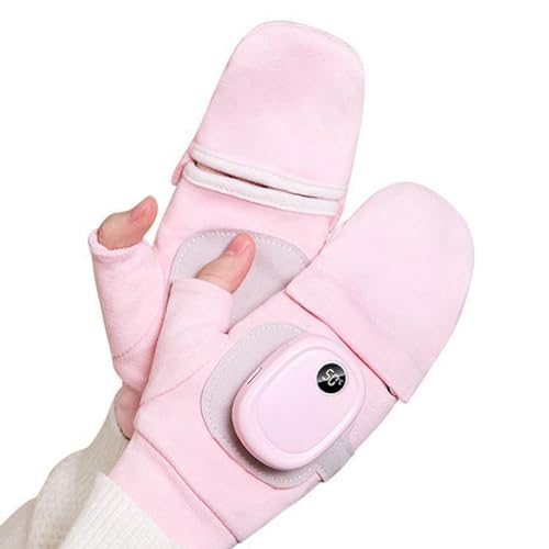 Agwuoetr Guantes TéRmicos, Guantes Calentadores de Manos Recargables USB, Guante de Invierno con Dedos Completos para Mujer CáLido (Rosa)