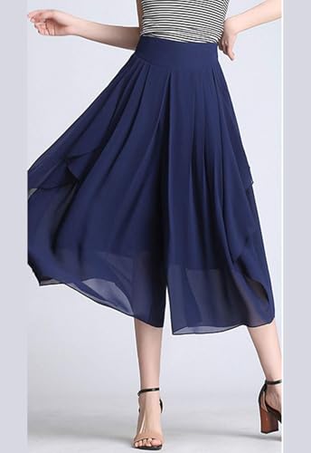 Flygo Womens High Waisted Swing Chiffon Wide Leg Cropped Palazzo Pants Culottes2