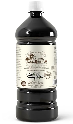 Back To Basics Pure Vanilla Extract - Liquid, 33 Fl Oz All-Natural Mexican Vanilla Great For Cooking, Baking, And Desserts- Natural Vanilla
