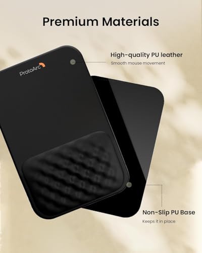 Image of ProtoArc Ergonomic Mouse Pad with Wrist Rest, Mousepad with Massage Design, Soft Memory Foam and Non-Slip PU Base for Pain Relief, Desk, Home, Office, 12x8 Inches, Black