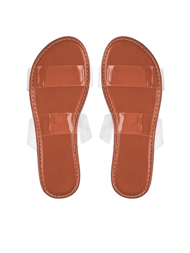Image of GORGLITTER Women's Cute Flat Sandals Summer Beach Vacation Clear Open Toe Jelly Transparent Strappy Slide Sandals 2026