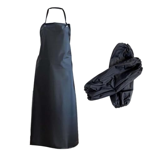 KESOTO Waterproof Apron PVC Apron with Sleeve Cover Work Apron for Pet Grooming Gardening