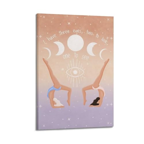 Poster yoga acrobatique céleste WIZIGM toile avec cadre 30x45cm