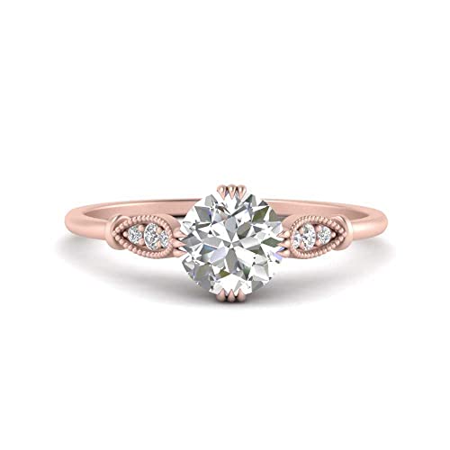 Image of Choose Your Gemstone Delicate Round Cathedral Engagement Ring Rose Gold Plated Round Shape Petite Engagement Rings Minimal Modern Design Birthday Gift Wedding Gift US Size 4 to 12
