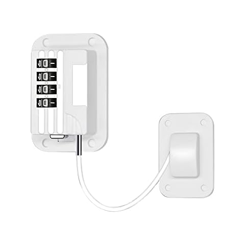 NAVESO Password Fridge Lock, 2PCS Children Safety Refrigerator Lock, Adults Safety Fridge Locks, Refrigerator Lock for Adults Suitable Freezer Door File Drawer Cabinet Cupboard Windows, White Cover