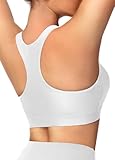 MIVEI Womens Sports Bra Swimsuit Top Bikini Tops - Swim Bra for Under Swim Shirt Racerback Removable Padded Quick Dry UPF50+ White