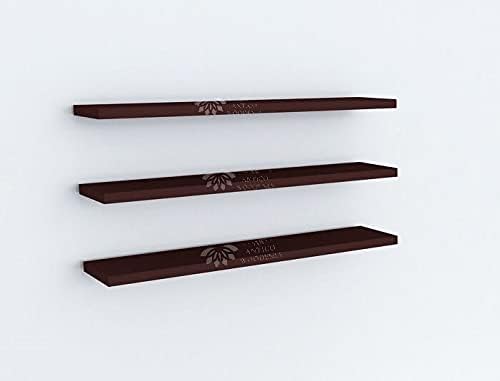 Image of Wooden Floating Wall Shelf| Wall Mount| Wall Rack| Wall Bracket for Home and Office Decor | Big Mounted Cabinets (XX-Large (24x8 inches), Set of 3, Brown)
