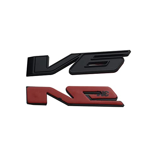 Image of 1pcs V6 Emblem 3D Badge Truck Nameplate Sticker Decal Letter Logo Replacement for 17-21 V6 (Matte Black)