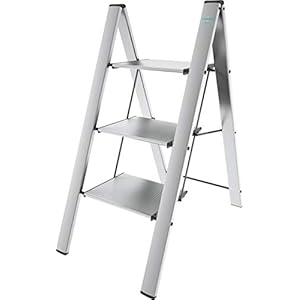 Anodized Aluminium Steps Stool Leonardo 3 Silver