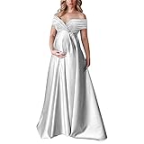 Women's Long Maternity Dress for Photography Short Sleeve Prop Silk Dresses Party Dress Elegant Off