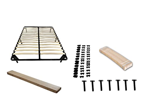 TEENO Sommier a Lattes 140x190CM - Pieds + Lattes Inclus - Sommiers à Lattes pour Adulte