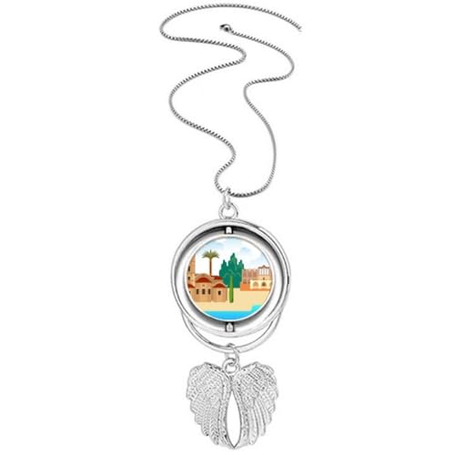 Collier monument de Chypre et ailes d'ange en argent pour femme