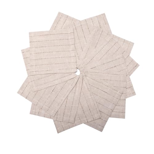 100% Pure Linen Cocktail Napkins Set of 12 6x6 Inch - Drink & Beverage Cloth Coasters for Bar Coffee Parties Everyday Use