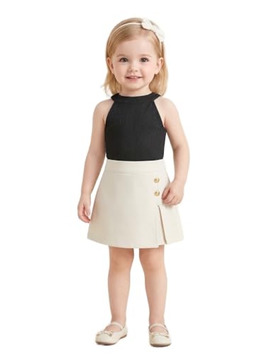 Image of A.T.U.N. (ALL THINGS UBER NICE) Girls Tank Top and Skort Set | Stylish Sleeveless 2 Piece Outfit Set for Kids | Comfortable Soft Fabric Clothing Set for Girls