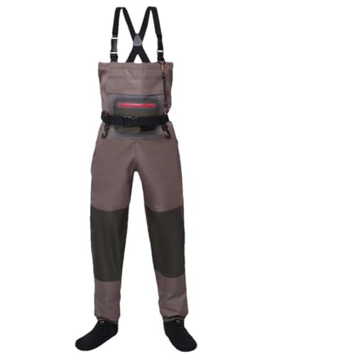 Suwequest Men and Women Fishing Waders Durable and Comfortable Breathable Stocking Foot Chest Wader Brown L