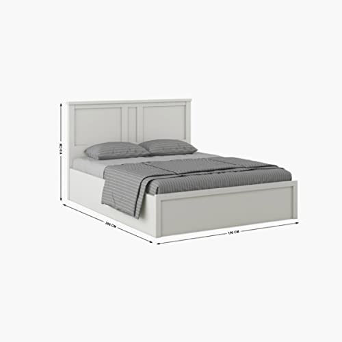Image of Home Centre | Helios Reynan Aster King Size Bed with Hydraulic Storage | Engineered Wood | White | 1 Year Warranty