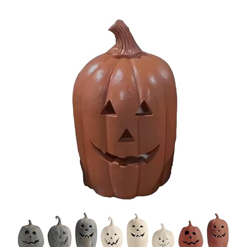 Handmade Terracotta Pumpkin Decor - Outdoor Terracotta Pumpkins Decor Halloween Jack-O'-Lantern, Ceramic Pumpkin for Indoor Farmhouse Table Festival Porch(Orange,7