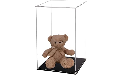Image of RAPAL Acrylic Case with LED Light for Display, (6X6X8) inch SELF Assemble Clear Acrylic Display Box with Black Base, Dustproof Display Case with Lid for Collectibles, Trophy and Toys