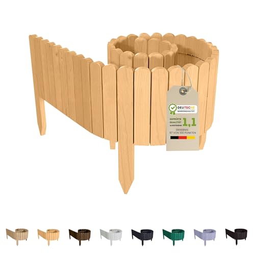 Floranica Bordura per Giardino in legno 20 x 200 cm Natur Bordi Aiuole Bordo Giardino Flessibile Rollborder Recinzione prato