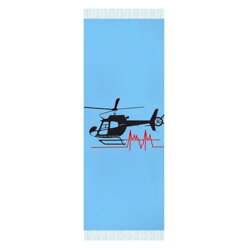 Funny Helicopter Pilot Scarf for Women Soft Winter Scarf Lightweight Fringed Shawl Wraps Long Scarves with Tassels