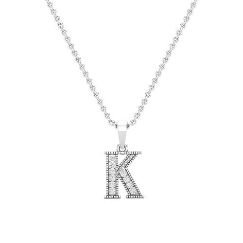 Dazzlingrock Collection 0.10 Cttw Round White Diamond A to Z Initial Pendant Necklace with 18 inch Silver Chain in Solid Gold & 925 Sterling Silver