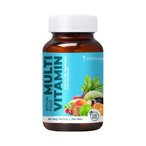 ZEROHARM Multivitamin Tablets for Men - Whole Food Multivitaminn With Essentail Vitamins A, B, C, D, E & Iron, Zinc, Magnesium - Daily Supplements for Immunity & Energy Support - 60 Veg Tablets