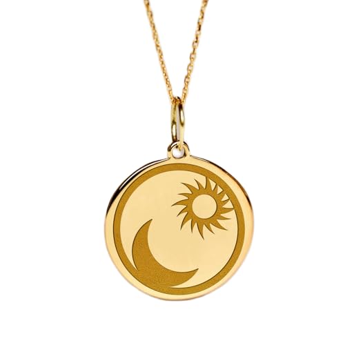Collier lune et soleil en argent plaqué or, un bijou gravé de 24 mm d'une élégance rare