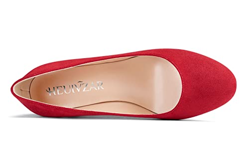 HEUIVZAR Pumps for Women Slip-on Closed Round Toe Block Chunky Wedge Low Heel Pumps Matte Shopping Vacation Classic 2 Inch4