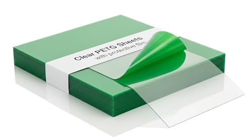 Clear PETG Sheets (20-Pack of 5" x 5" x 0.04") Transparent Plastic Panels for DIY, Vacuum Forming, and Enclosures