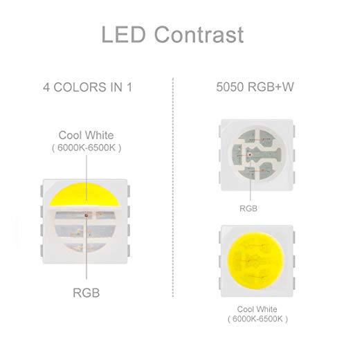 BTF-LIGHTING 5050 RGBW RGB+Warm White(2700K-3000K) 4 Colors in 1 LED Tape Light DC24V 5m 16.4ft 60LED/m Multi-Colored IP30 White 12mm PCB for Bedroom Kitchen Home Decoration(No Adapter or Controller)