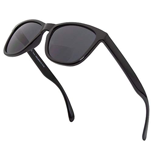 VITENZI Bifocal Sunglasses for Men and Women Retro Reading Sun Tinted Glasses with Readers - Turin in Black 1.50