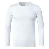 Boys' Long Sleeve Shirts UPF 50+ UV Sun Protection Athletic Shirts for Hiking Fishing Workout Rash Guard(T106-White-12-14Y)