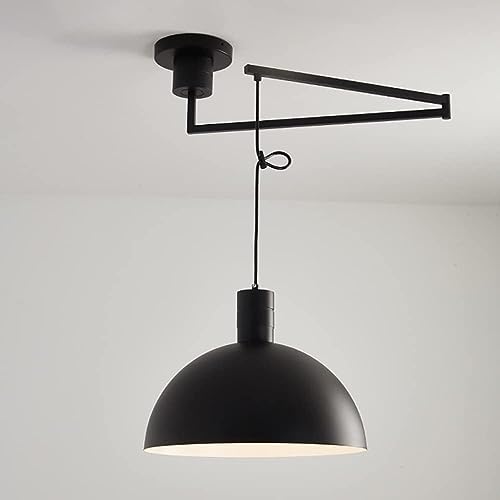 Lustre industriel noir et chrome avec plafonnier suspendu réglable