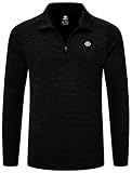 MoFiz Laufshirt Herren Langarmshirts Pullover Outdoor Trainings Sportshirt Golf Sweatshirts mit Reißverschluss Stehkragen Schwarz XL