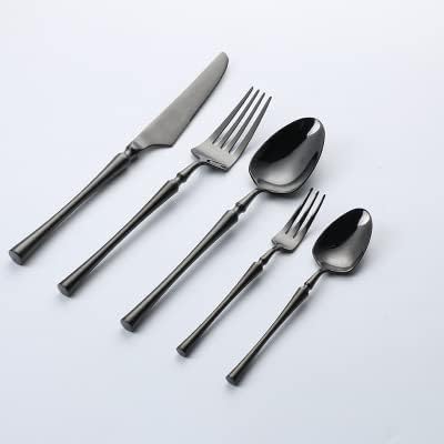 Geschirr, Besteck, Edelstahl, Besteck, Löffel und Gabel, Set, Reisebesteck, Set aus goldenem Besteck, 30-teiliges Tafelservice (schwarz)