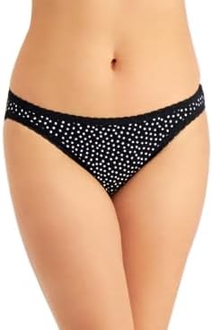 Jenni Womens Lace Trim Bikini Panty, Black & White